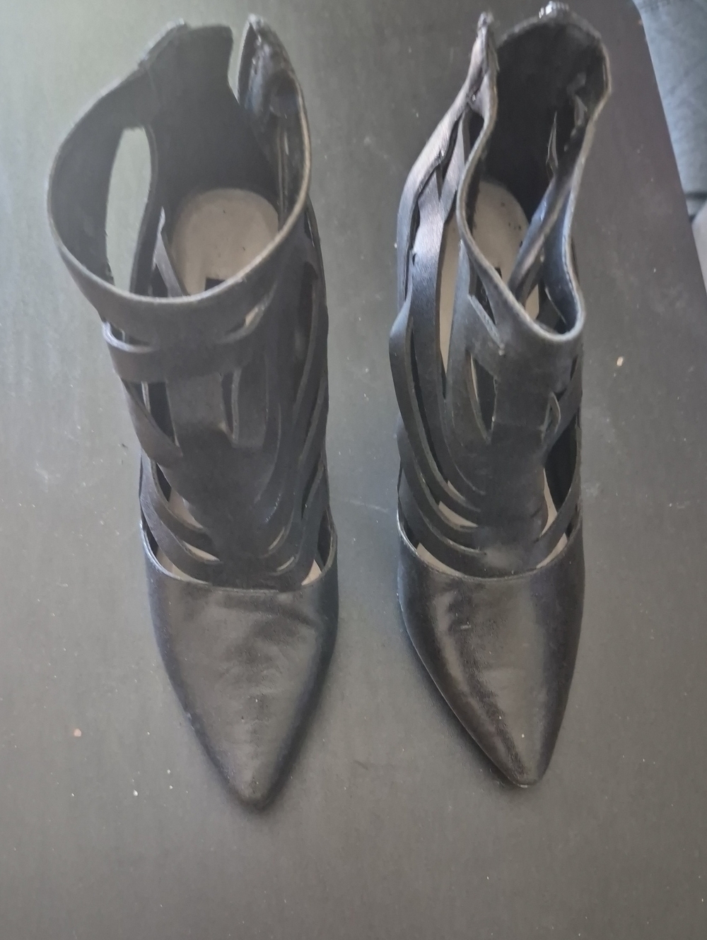 Steven by Steve Madden Black Strappy Pointed Toe Ankle Heels